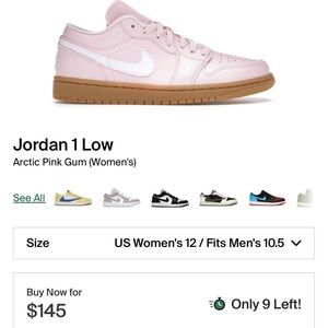 Jordan 1 Low Pink and Gum Women's Sneakers